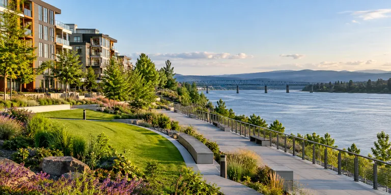 Columbia River waterfront scene inspired by Vancouver, Washington